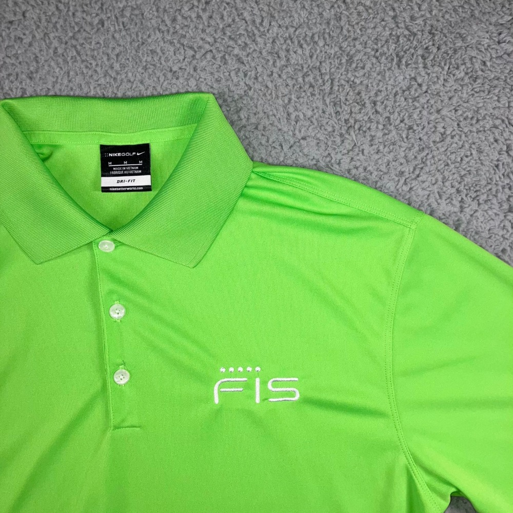 Nike Golf Polo Shirt Men Medium Short Sleeve Dri Fit Lime Green FIS Activewear